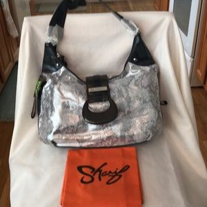 Sharif Silver Animal Print Hobo Handbag